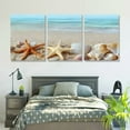 thumbnail image 6 of Beach Picture Decor Ocean Painting Canvas Wall Art Prints of Starfish and Seashell on Sandy Seaside Ready to Hang for Living Room Bedroom Office Wall Decor Home Decoration12x16x3pcs, 6 of 6