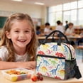 thumbnail image 4 of Kuiaobaty Dinosaur Bone Print Backpack Set with Lunch Bag for Kids 17 Inch Backpack and Pencil Case with Zipper Reusable Insulated Lunch Box and Pencil Pouch for School Camping, 4 of 7