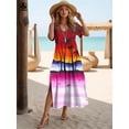thumbnail image 2 of 2024 Robes Hawaïennes pour Femmes Imprimé Cocotier Robes Midi Vacances Manches Courtes Mode Été Col en V Robes FJH, 2 of 6