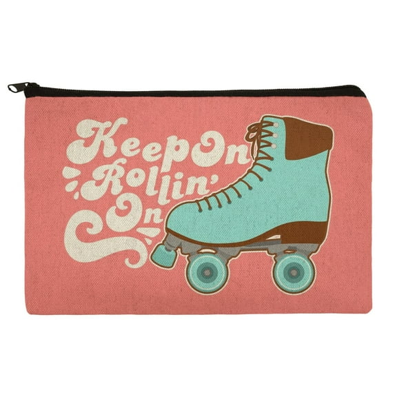 Roller Skates Derby Keep On Rolling Skating Makeup Cosmetic Bag Organizer Pouch