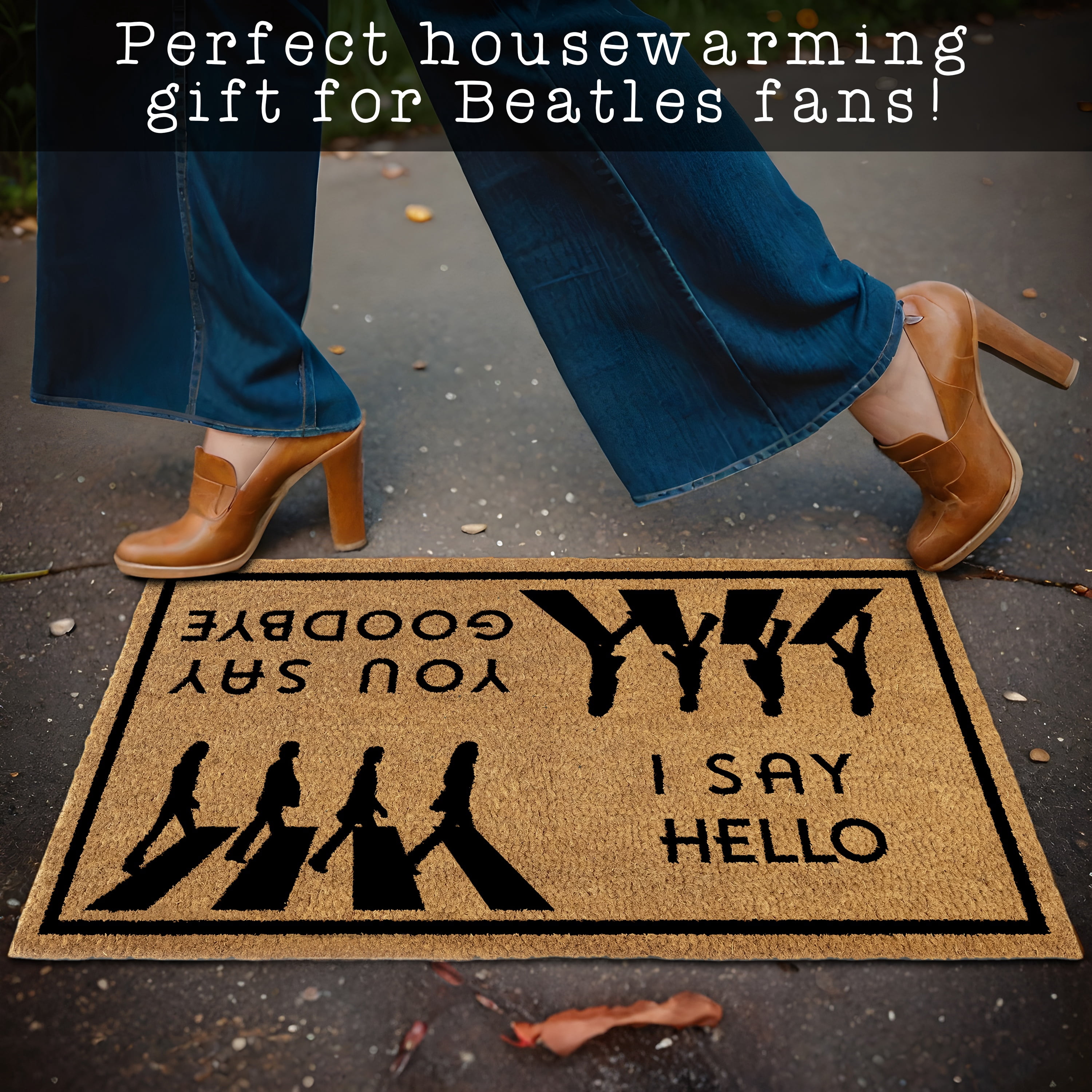 MAINEVENT I Say Hello You Say Goodbye Doormat 30x17 Inch, Outdoor Welcome Mat for Outside