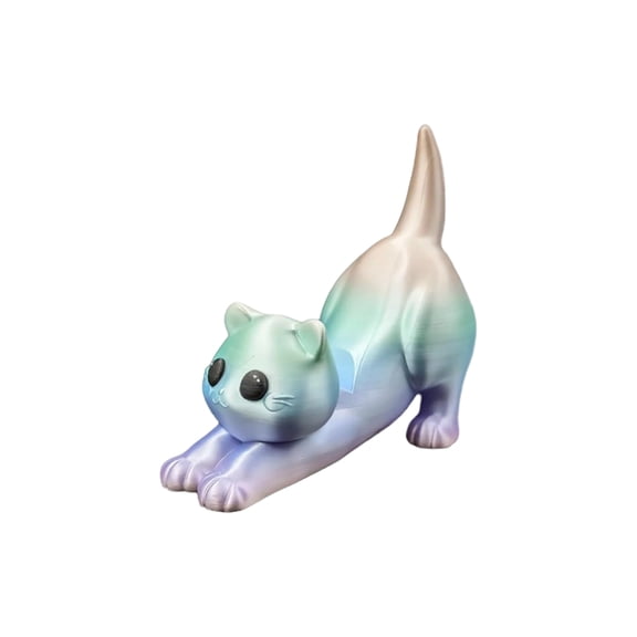 Gaiwos Cat Multi-Functional Phone Stand 6.7 inches, 3D Printed Colorful Cat Figurine Phone Stand, Flexible Universal Support for Smartphones & Tablets, Adorable Desk Decor for Cats Lovers