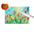 thumbnail image 3 of Tulips in Watercolor Glass Cutting Board Large 12 in x 15 in, 3 of 5