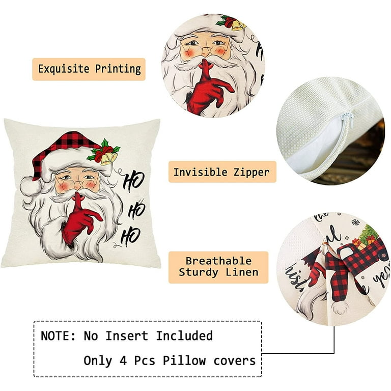 Kokaaee Merry Christmas Pillow Covers 18 x 18 mas Throw Pillow Cases  Standard Size Set of 4 Navy Blue White Snowflake Velvet Winter Holiday  Decorative