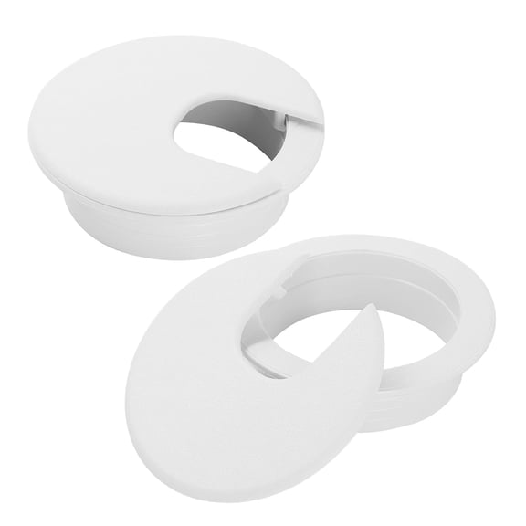 ICERUN 2" White Desk Grommet, Plastic Cable Hole Cover Computer Table Cord Wire Organizer Caps Desktop Cord Management for Home Office Tv Stands Tabletops, 2 Pieces