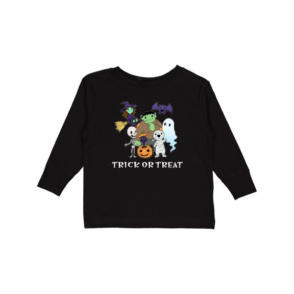 Inktastic Halloween Trick-or-Treat Cute Group of Monsters Boys or Girls Long Sleeve Toddler T-Shirt