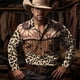 thumbnail image 2 of Camisa de hombre estilo retro con estampado de leopardo floral, camisa occidental, camisa informal de calle para exteriores, uso diario, otoño e invierno, camisa de manga larga con solapa, 2 of 5