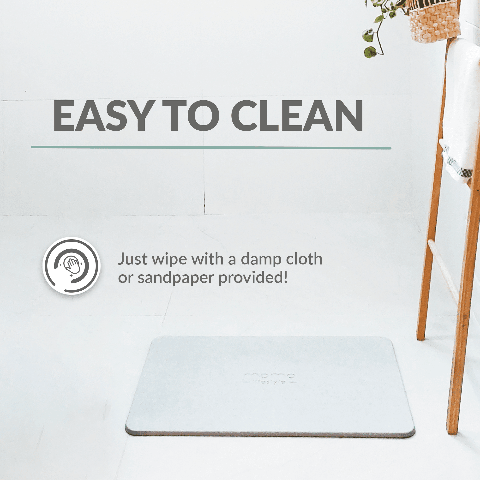 Momo Lifestyle Large Stone Bath Mat Minimalist Natural Gray Diatomaceous Earth Bath Rugs, 32" x 20"