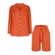 thumbnail image 4 of mfyjkho Pantalones Cortos De Entrenamiento, Conjunto De Top Y Pantalones Cortos De Lino Para Mujer, Holgado, Informal, De Color Liso Y Cuello Redondo, Manga 3/4 L, 4 of 9