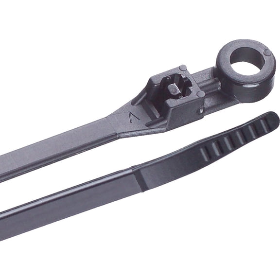 Gardner Bender 48-308UVB Mounting Cable Tie, 8 inch, 50 lb, Electrical Wire and Cord Management, Nylon Zip Tie, 100 Pk, UV Resistant Black