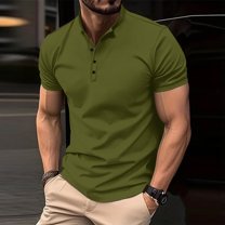 Sopiago Mens Polo Shirts Short Sleeve Casual Striped Stylish Performance Designed Collared Golf Polo Shirts for Men Green,XL