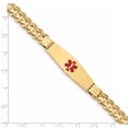 thumbnail image 3 of 14K Yellow Gold Medical Soft Diamond Shape Red Enamel Curb ID Bracelet, 3 of 3