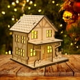 thumbnail image 3 of Elainilye Light Up Handmade Wooden Christmas Village Houses, DIY Craft Kit with LED Illumination for Home Decor and Christmas Display, 3 of 9