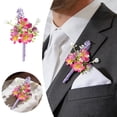 thumbnail image 2 of Bridal Corsage Bridal and Groom Corsage, Artificial Wedding Flower Boutonniere for Lapel Decoration Groom Boutonniere Baby's Breath Boutonnière Lavender & Orchid Boutonnière, 2 of 7