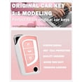 thumbnail image 4 of Key Fob Cover Compatible with Toyota Fortuner Tundra Camry RAV4 Highlander Corolla 2018-2024 3 Button Keychain Case Holder Protector,bullet keychian-Pink, 4 of 9
