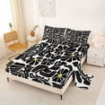 thumbnail image 2 of Homewish Boho Daisy Flower Bed Sheets,Contemporary Aesthetic Full Size Sheets,White Black,4-Piece,1 Flat Sheet, 1 Fitted Sheet and 2 Pillowcases, 2 of 6