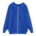 thumbnail image 5 of WTOBBY Women's Raglan Sleeve Hooded Jacket Long Sleeve Solid Color Zip Up Casual Sweatshirt Athletic Fit Fleece Outerwear with Side Pockets for Sports Street Style,Blue L, 5 of 5