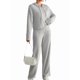 thumbnail image 2 of Conjuntos de Salón para Mujer, Pijamas de 2 Piezas A Juego, Moda de Otoño, Conjuntos de Punto Acanalado, Chándales Casuales de Larga Gris XL, 2 of 9