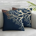 thumbnail image 3 of Qinduosi Coastal Coral Pillow Covers Navy Blue Background Beach/Ocean Theme Coral Cushion Cover Sea Plant Nautical House Decorative Pillowcases Inch for Sofa Couch Bed White, 3 of 5