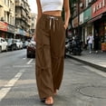 thumbnail image 5 of Gytharion Women's Bow Tie Streetwear Sweatpants with Pockets Drawstring Elastic Waist Joggers Solid Color Loose Wide Leg Pants, 5 of 8