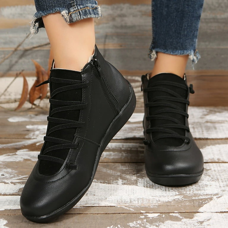 Flat high ankle boots sales