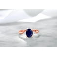 thumbnail image 6 of Gem Stone King 10K Rose Gold Blue Sapphire and White Created Sapphire 3 Stone Engagement Ring for Women (1.89 Cttw, Oval Gemstone Birthstone, Available in Size 5, 6, 7, 8, 9), 6 of 7