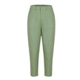 thumbnail image 5 of CLOISE Capris for Women with Pockets Dress Pants Palazzo Pants Dressy Capri Pants Summer Casual Fashion Solid Soft Cropped Trousers Army Green S, 5 of 8