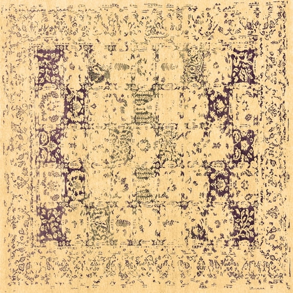 Ahgly Company Indoor Square Oriental Brown Industrial Area Rugs, 8' Square