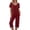 Wine, variant on Women's V-Neck Pajama Set, Short Sleeve Top & Long Pants, Spring Summer Casual Sleepwear & Lounge Suit Yellow XL