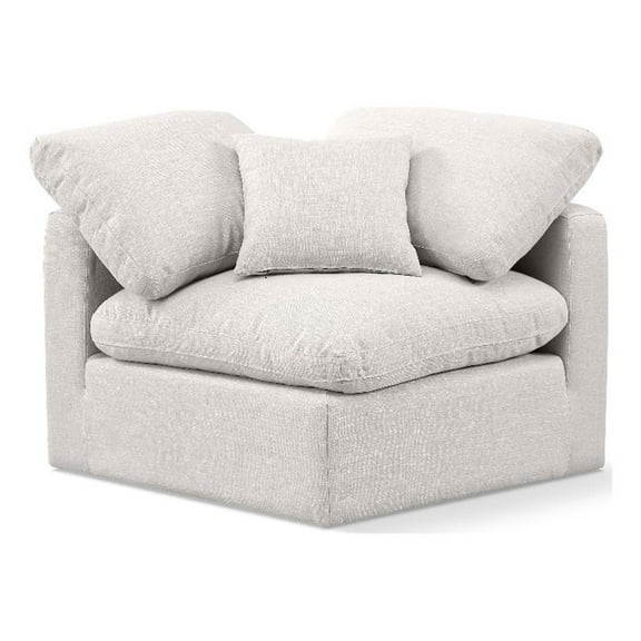 Meridian Furniture Indulge Contemporary Fabric Corner Chair in Cream