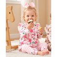 thumbnail image 4 of 12 Months Baby Girls Clothes 18 Months Girls 2PCS Floral Outfits Set Toddler Girls Long Sleeve Flower Top Stripe Pants Clothing Set Pink, 4 of 7