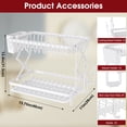 thumbnail image 6 of Glovv 2-Tier Large Dish Racks for Kitchen Counter, Space Saving Collapsible Dish Drying Rack, Dish Drainer Sink Organizer with Utensil Holder for Dishes, Spoons and Forks, White, 6 of 11