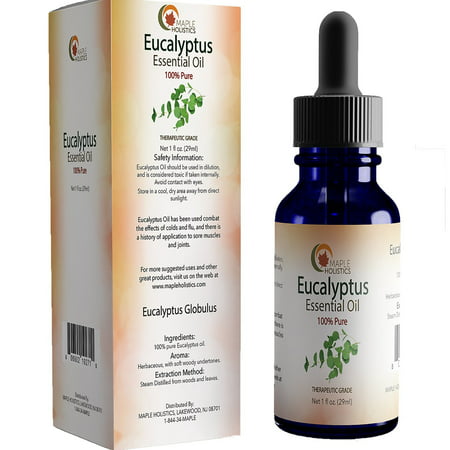 Maple Holistics 100% Pure Eucalyptus Oil, Cold + Sinus + Aromatherapy, Natural Therapeutic Care Product, 1 (Best Eucalyptus Oil For Sinus)