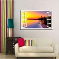 thumbnail image 4 of Window View of Beach Sunset Canvs Art Fake Open Window Wall Art Beach Sunset Framed Painting For Livingroom Office Bedroom Ready to Hang, 4 of 6