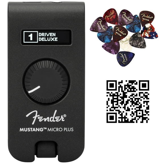 Fender Mustang Micro Plus Headphone Amplifier Bundle with 12-Pack Picks and Austin Bazaar Instructional Video