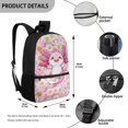 thumbnail image 5 of Binienty Cute Pink Axolotl Floral Backpack for Kids Elementary School Students 17 Inch Large Capacity Bookbag with Customizable Shoulder Straps Front Zipper Pocket Back to School Gifts, 5 of 6