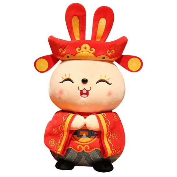 KAKOWELY Muñeco de mascota de conejo de peluche adorable muñeco de conejito del zodiaco adorno de muñeca de Año Nuevo