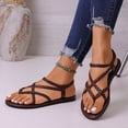 thumbnail image 6 of Womens Shoes Slip On Shoes Women Women's Fashionable Casual Outerwear Versatile Plus Size Round Toe Open Toe Flat Woven Sandals With Elastic Back Coffee 41, 6 of 9