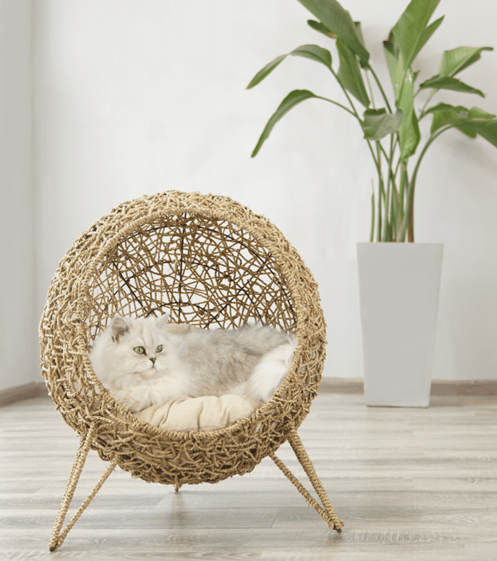 KNIPSA BIRD NEST KITTY BASKET HOUSE(Seagrass Woven Basket/Cat House/Natural/Cat Cave/Cat Perch