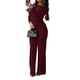 thumbnail image 2 of Conjunto de Dos Piezas Holgado e Informal para Mujer, para Otoño e Invierno, para Estar en Casa. Vino Tinto S, 2 of 8