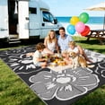 thumbnail image 6 of Kzaei Waterproof Outdoor Rug, 8'x10' Reversible Plastic Camping Area Rugs, Black & White, 6 of 8