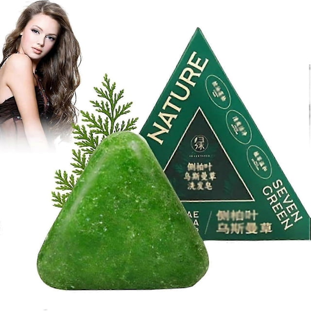 Nature Triangle Shampoo Bar, Natural Usman Grass & Green Soap Shampoo Bar for Women & Men - Calming, Strengthens Hair