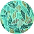 thumbnail image 1 of Ahgly Company Indoor Round Abstract Turquoise Blue Contemporary Area Rugs, 3' Round, 1 of 4