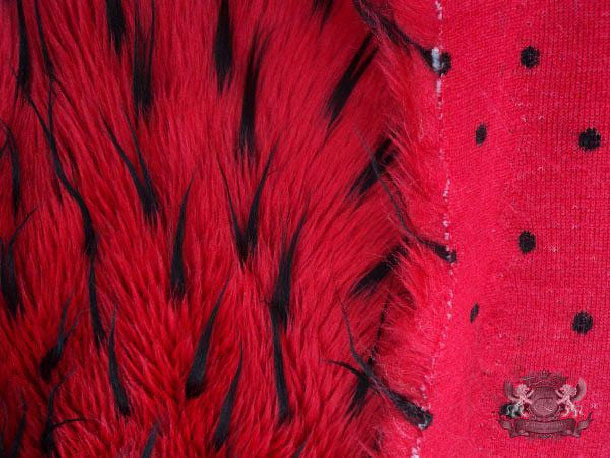 Faux Fur Long Pile 2 Tone Spike RED BLACK Fabric / 60" Wide / Sold by the Yard