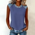 thumbnail image 6 of Bosfbaoi Tank Tops for Women Waffle Knit Denim Trim Sleeveless Tops Crew Neck Casual Relaxed Fit Shirts for Summer Weekend and Street Style, 6 of 7