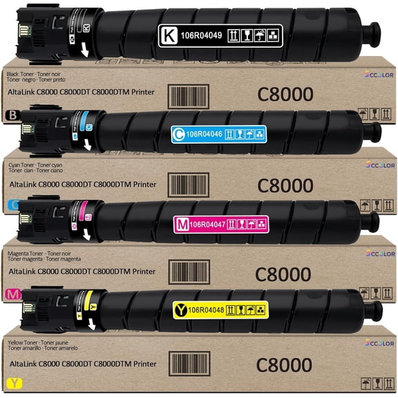 High Capacity AltaLink C8000 Toner Cartridge 106R04046 106R04047 106R04048 106R04049 Black Cyan Magenta Yellow Replacement for Xerox AltaLink C8000 C8000DT C8000DTM Printer