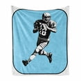 thumbnail image 1 of Sports Soft Flannel Fleece Throw Blanket, American Football League Game Rugby Player Run Original Retro Illustration, Cozy Plush for Indoor and Outdoor Use, 50" x 60", Blue Black White, by Ambesonne, 1 of 6
