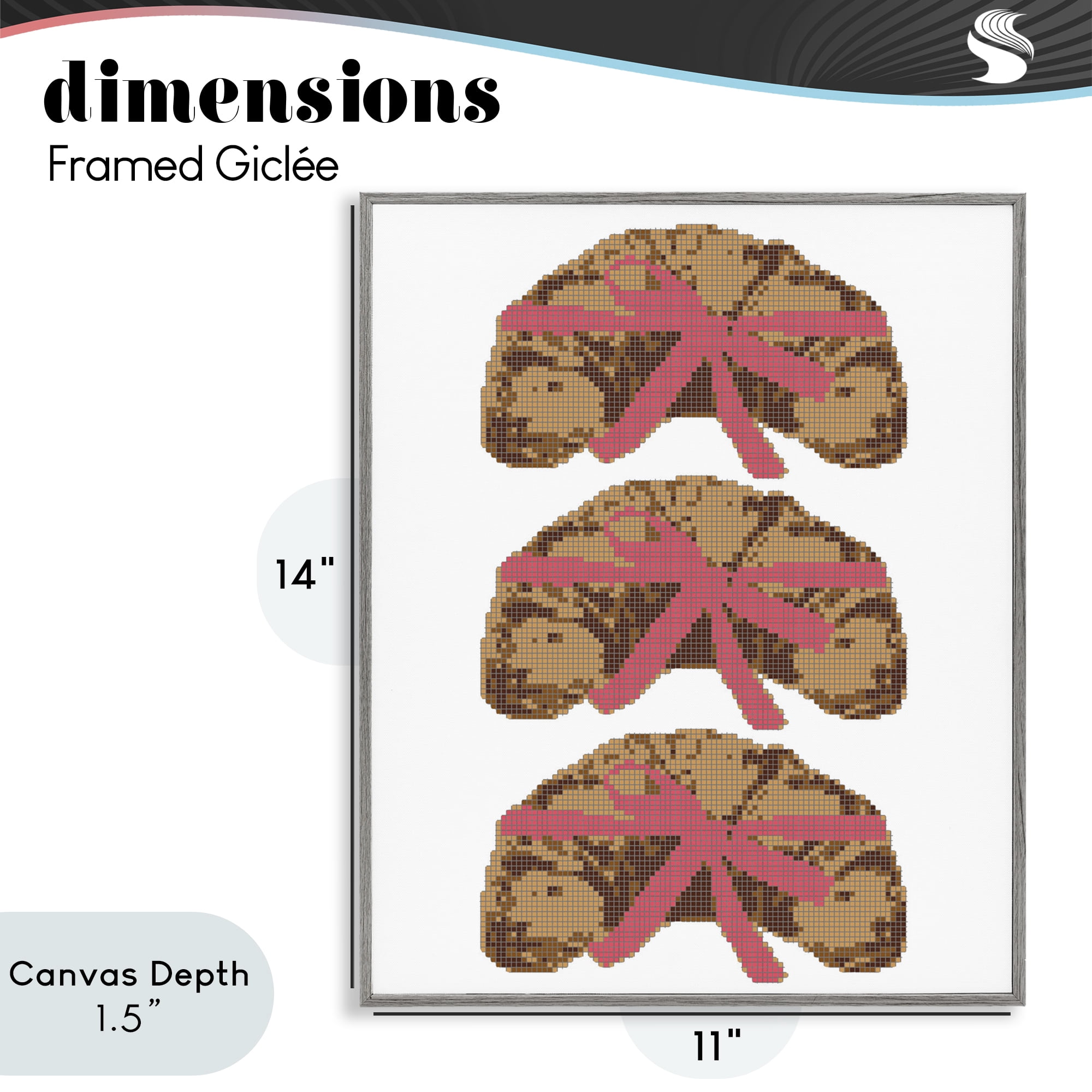 Stupell Industries Trio of Ribbon Croissants Gray Framed Giclee Art, design by Lil' Rue
