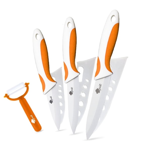Ceramic Fruit Knife 3 Pack Paring Knife with Cover Rustproof Ceramic Blade Kitchen Knives Vegetables Cutting Knife for Meat