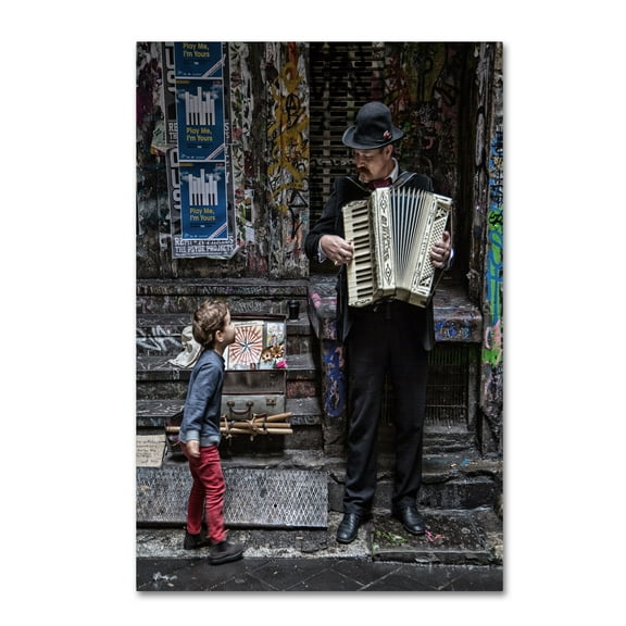 Vince Russell 'The Busker And The Boy' Canvas Art